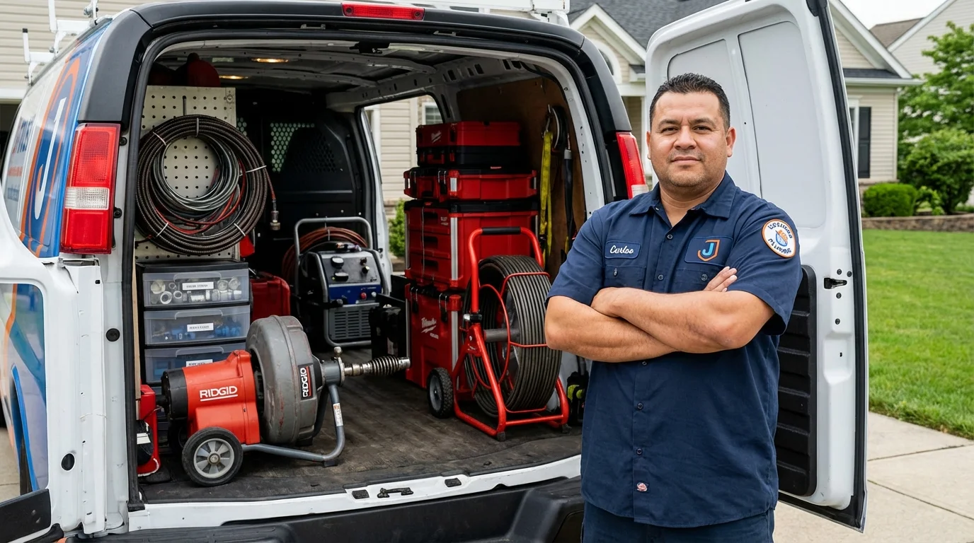 Professional drain cleaning equipment and Johns Plumbing LLC plumber in Edgartown