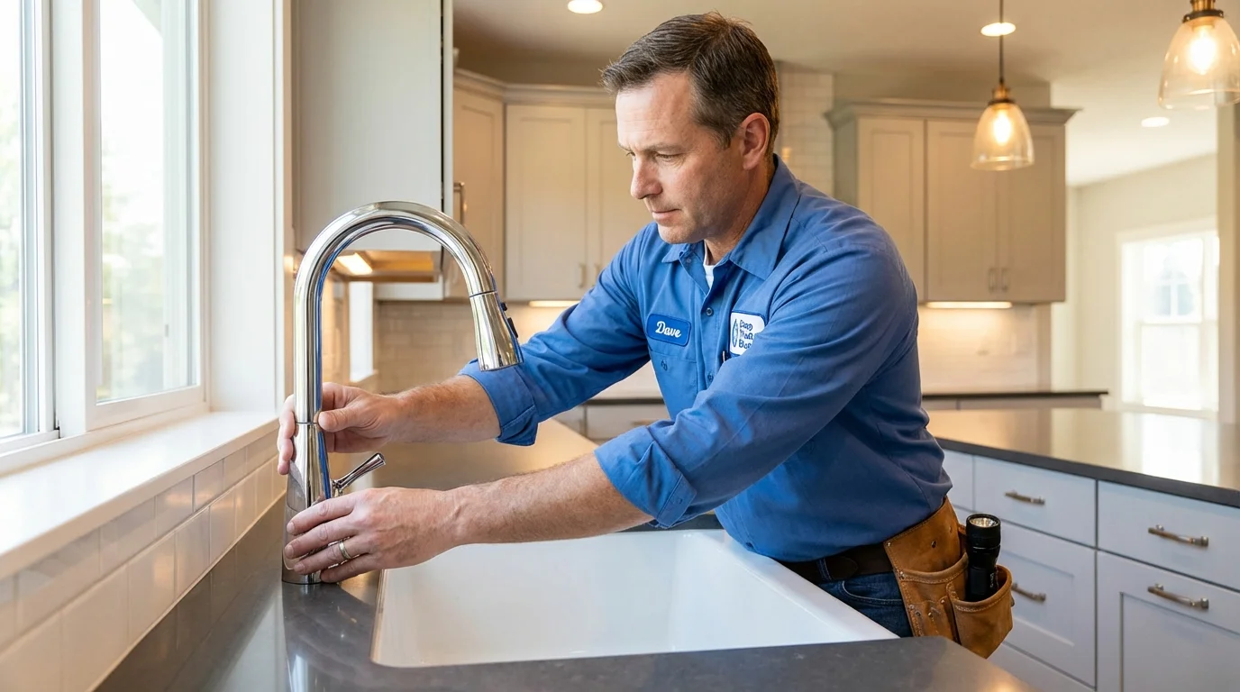 Kitchen faucet installation by Johns Plumbing LLC in Edgartown